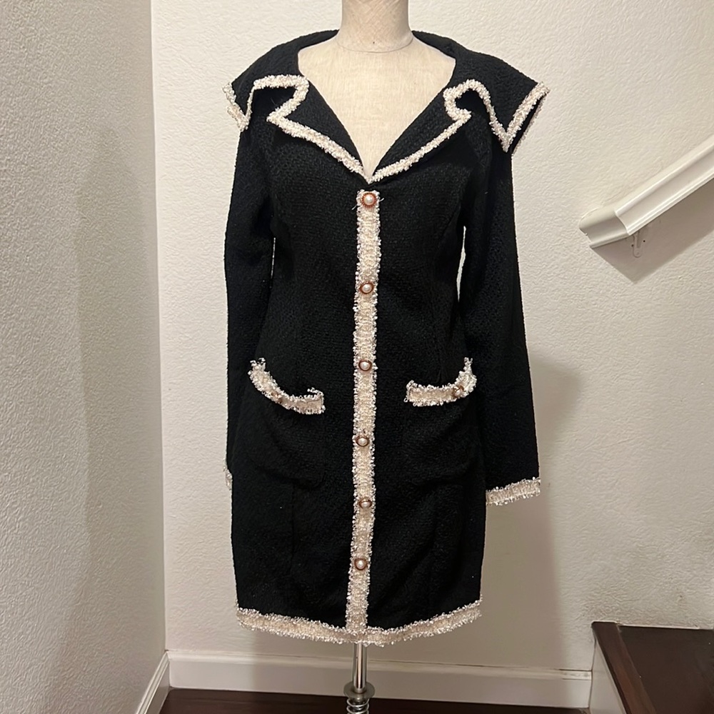 Shein size M black and beige tweed dress
